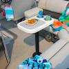 Manufacturers' Select ITC Boat Table Set - 14"x22" Removable Pontoon Boat Table with Center Non-Slip Mat, Pedestal Leg & 2 Drink Holders (Glossy White Table with Black Leg and Titanium Grey Mat) view 2