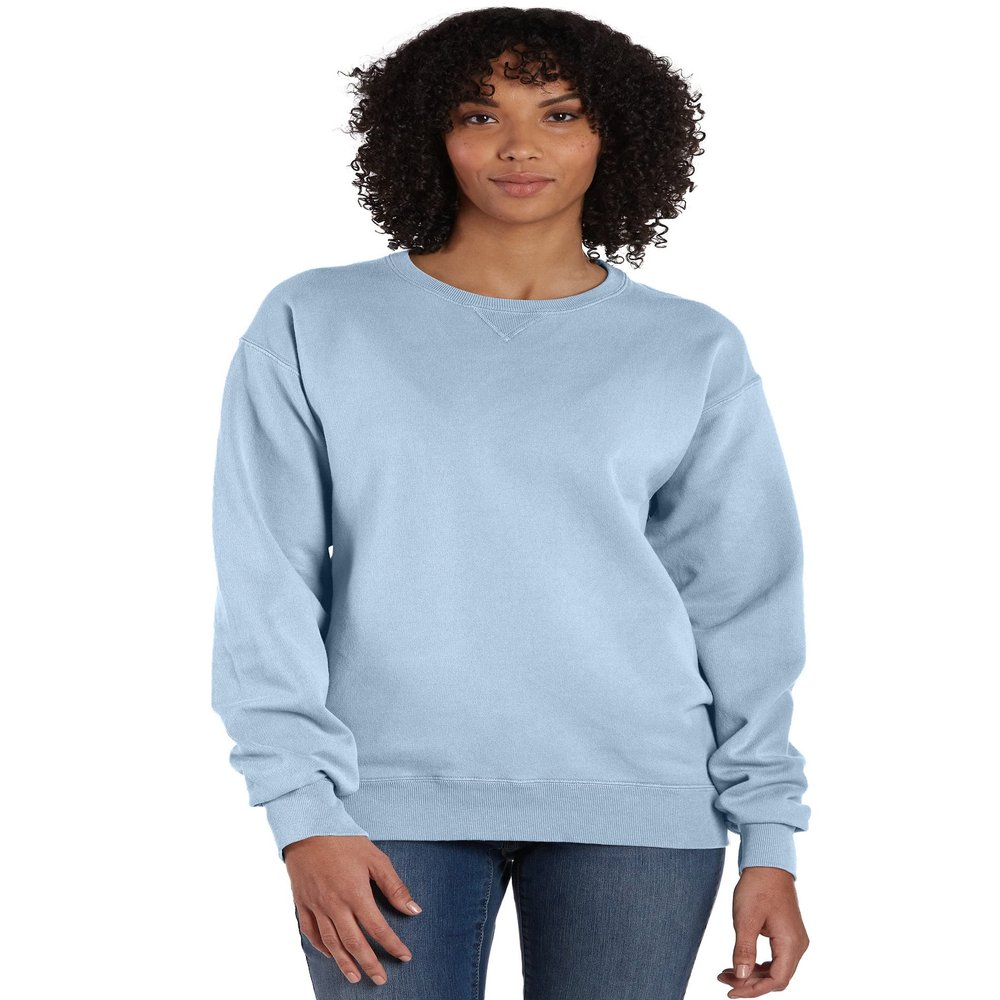 Hanes Mens Big ComfortWash Garment Dyed Fleece Sweatshirt, L, Soothing Blue