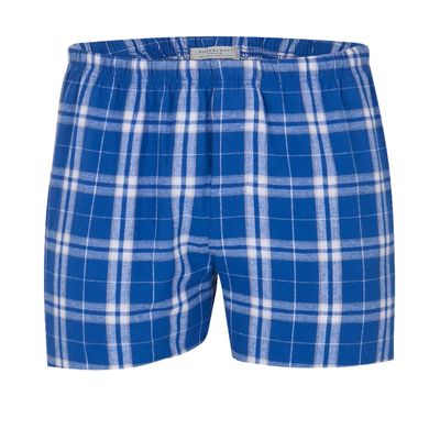 boxercraft Essential Cotton Flannel Boxer Shorts, with Fly Front Opening, 2XL, Royal/Silver