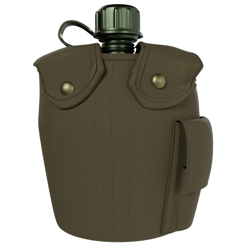 BaHoki Essentials Aluminum Canteen with Cover and Cup - Military Style Water Bottle Kit - for Outdoor Camping, Backpacking, Hiking (Green)