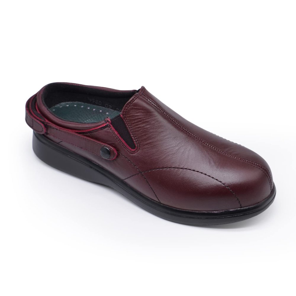 Pure Stride Nantucket Diabetic and Therapeutic Slip-On Walking Shoes for Women - Soft Full Grain Calf Skin Leather, Lightweight and Skid Resistant - Merlot, (7.5)