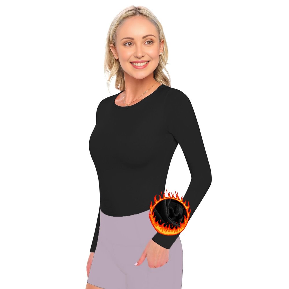 ACTIVE UNIFORMS Women's Under Scrub Tee Crew Neck Long Sleeve T-Shirt (Black, Medium)