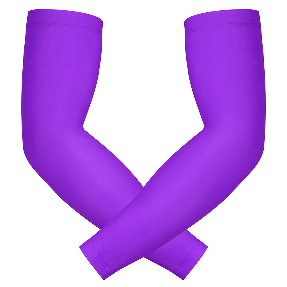 HDE Arm Sleeves for Men Women, Compression Sleeve Arm UV Protection Basketball Baseball Football Purple - S