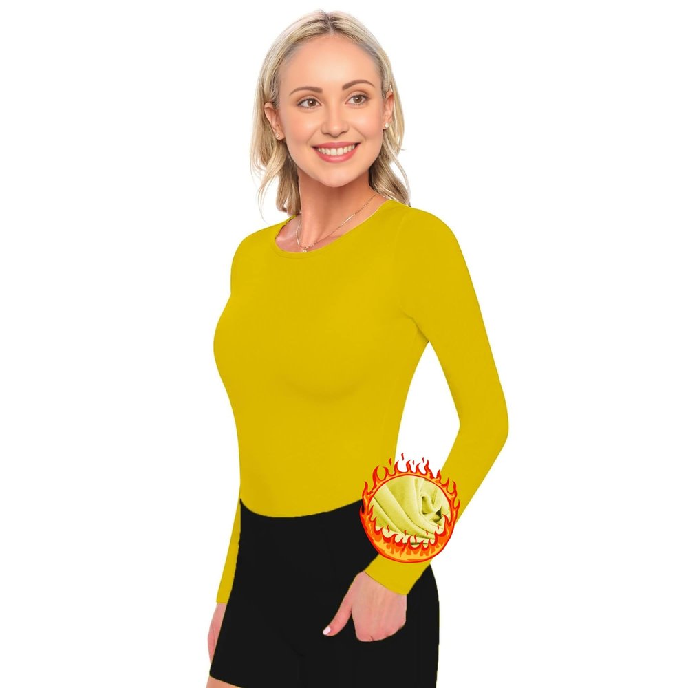 ACTIVE UNIFORMS Women's Under Scrub Tee Crew Neck Long Sleeve T-Shirt (Yellow, 4X-Large)