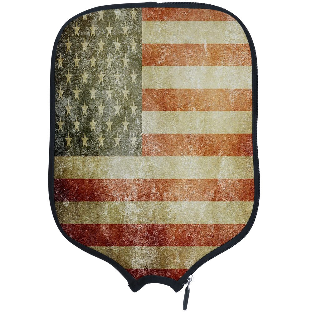 DUNHUANG American Flag Padded Pickleballs Protection Paddles Cover Personalized Cover Paddles Case Rackets Cover Holder Sleeve Case Protector, Fits Most Paddles, Rackets,066