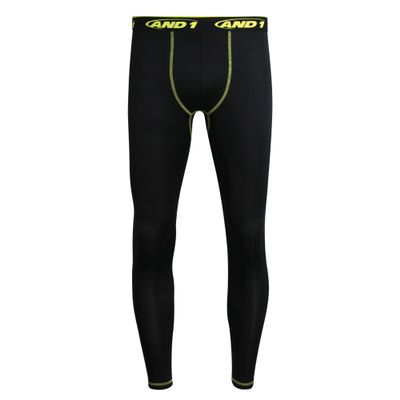 AND1 Mens Compression Pants - Athletic Performance Tag Free Base Layer Mens Leggings for Gym Sports and Running, Size X-Large, Black