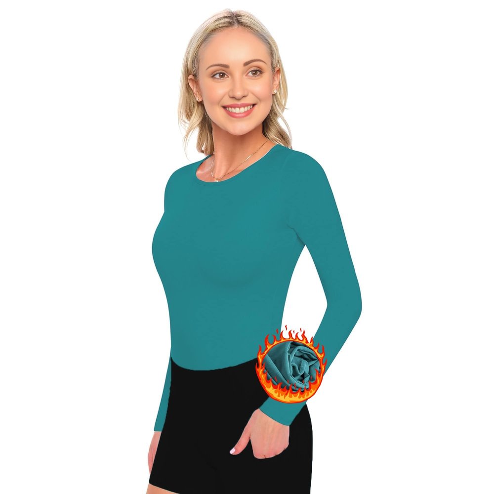 ACTIVE UNIFORMS Women's Under Scrub Tee Crew Neck Long Sleeve T-Shirt (Teal, Small)