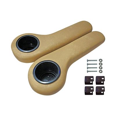 Hardcore Parts Golf Cart Rear Seat Armrest Cushion w/t Cup Holder (Tan)