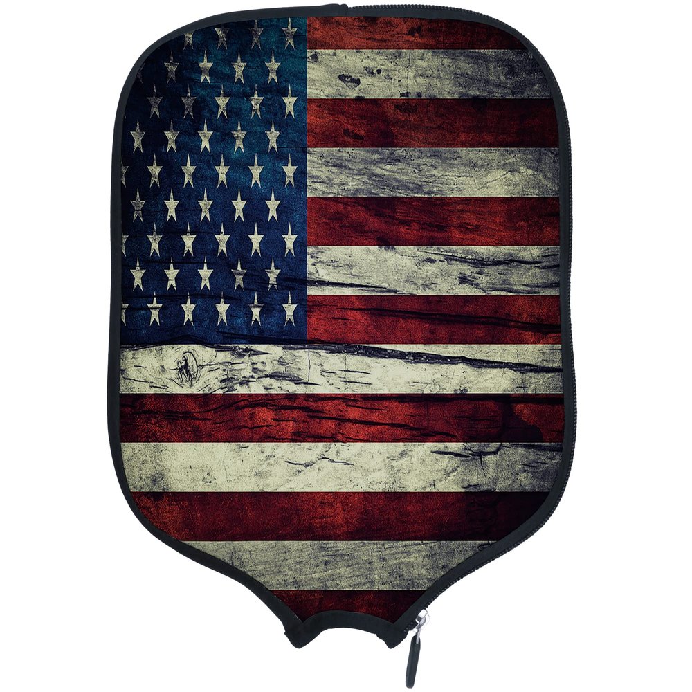 DUNHUANG American Flag Padded Pickleballs Protection Paddles Cover Personalized Cover Paddles Case Rackets Cover Holder Sleeve Case Protector, Fits Most Paddles, Rackets,127