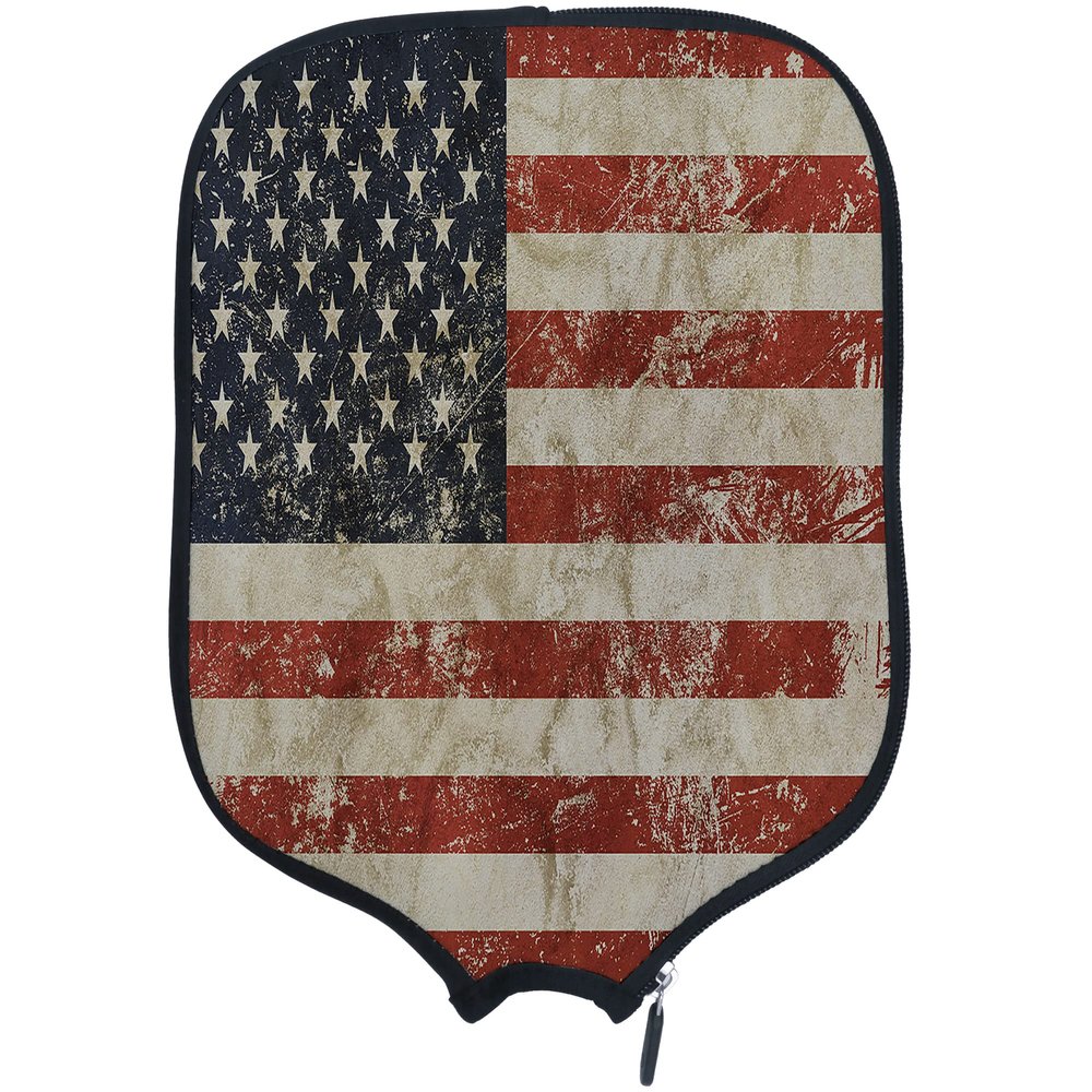 DUNHUANG American Flag Padded Pickleballs Protection Paddles Cover Personalized Cover Paddles Case Rackets Cover Holder Sleeve Case Protector, Fits Most Paddles, Rackets,061
