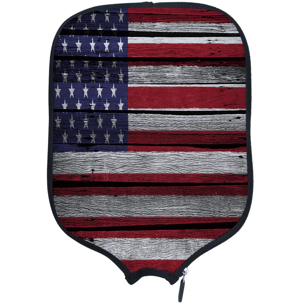 DUNHUANG American Flag Padded Pickleballs Protection Paddles Cover Personalized Cover Paddles Case Rackets Cover Holder Sleeve Case Protector, Fits Most Paddles, Rackets,129