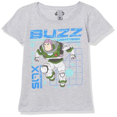 Disney Boys Lightyear Buzz Xl-15 Star Command Short Sleeve Tee T Shirt, Heather Grey, 4 5 US