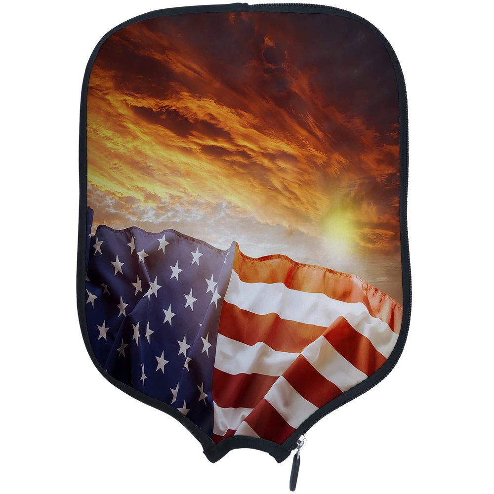 DUNHUANG American Flag Padded Pickleballs Protection Paddles Cover Personalized Cover Paddles Case Rackets Cover Holder Sleeve Case Protector, Fits Most Paddles, Rackets,032