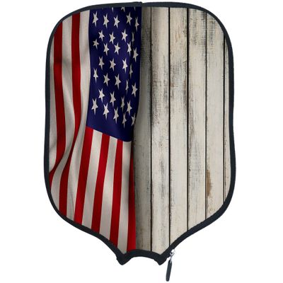 DUNHUANG American Flag Padded Pickleballs Protection Paddles Cover Personalized Cover Paddles Case Rackets Cover Holder Sleeve Case Protector, Fits Most Paddles, Rackets,064
