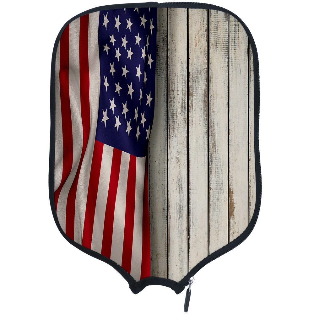 DUNHUANG American Flag Padded Pickleballs Protection Paddles Cover Personalized Cover Paddles Case Rackets Cover Holder Sleeve Case Protector, Fits Most Paddles, Rackets,064