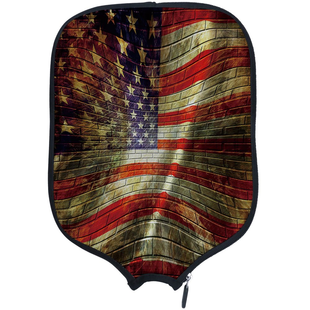 DUNHUANG American Flag Padded Pickleballs Protection Paddles Cover Personalized Cover Paddles Case Rackets Cover Holder Sleeve Case Protector, Fits Most Paddles, Rackets,039