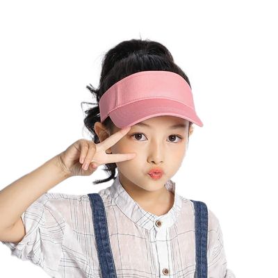 Sun Visor for Kids Adjustable Girls Sun Cap - Summer Outdoor UV Protection Sports Hat for 2 to 6 Years Pink