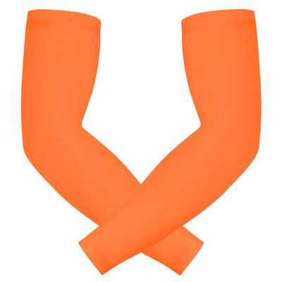 HDE Arm Sleeves for Men Women, Compression Sleeve Arm UV Protection Basketball Baseball Football Orange - S