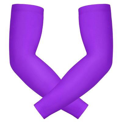 HDE Arm Sleeves for Men Women, Compression Sleeve Arm UV Protection Basketball Baseball Football Purple - L