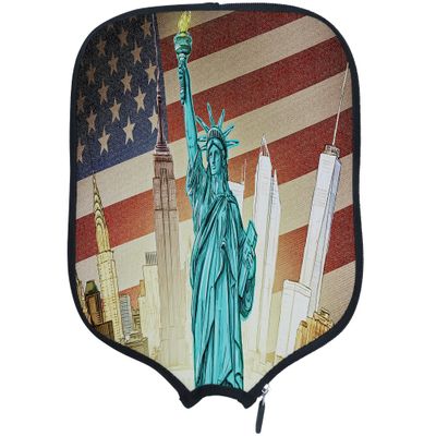 DUNHUANG American Flag Padded Pickleballs Protection Paddles Cover Personalized Cover Paddles Case Rackets Cover Holder Sleeve Case Protector, Fits Most Paddles, Rackets,022