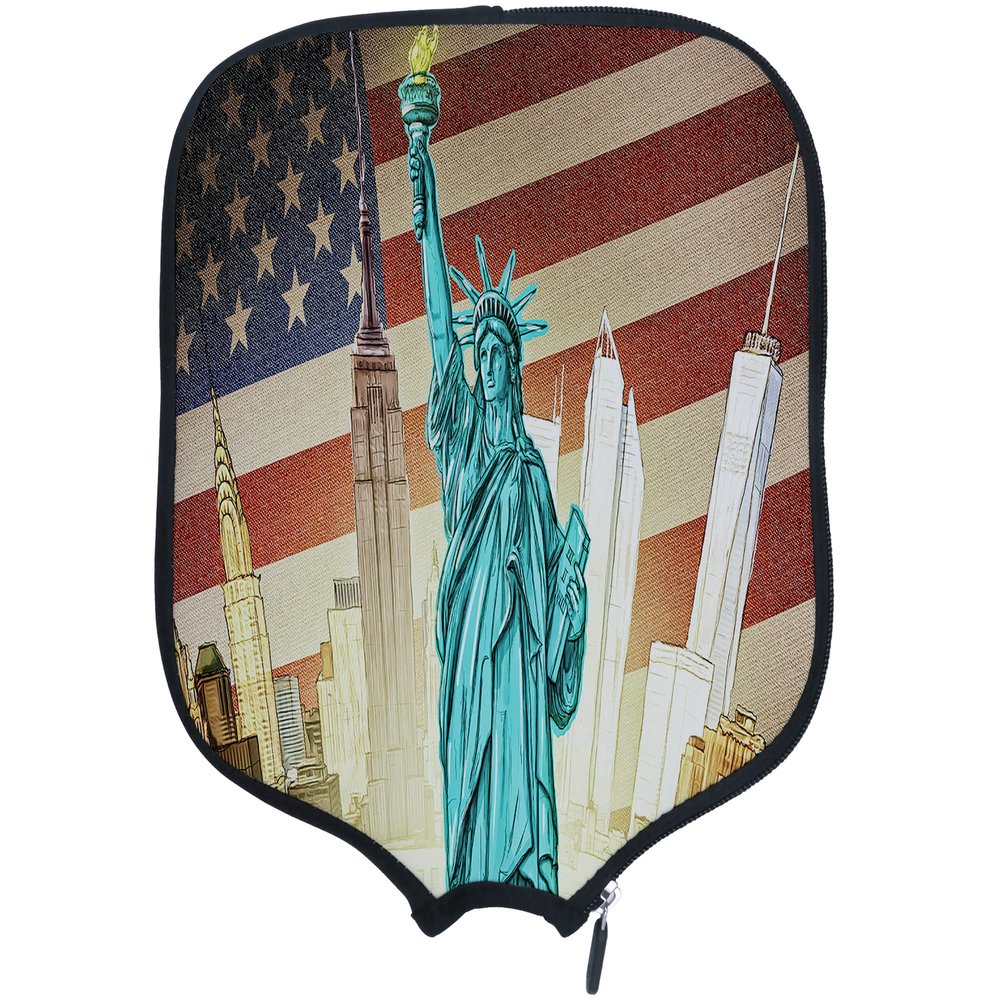 DUNHUANG American Flag Padded Pickleballs Protection Paddles Cover Personalized Cover Paddles Case Rackets Cover Holder Sleeve Case Protector, Fits Most Paddles, Rackets,022