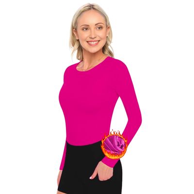 ACTIVE UNIFORMS Women's Under Scrub Tee Crew Neck Long Sleeve T-Shirt (Neon Pink, 5X-Large)