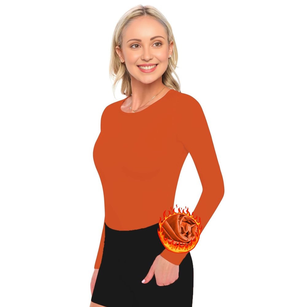 ACTIVE UNIFORMS Women's Under Scrub Tee Crew Neck Long Sleeve T-Shirt (Orange, 5X-Large)