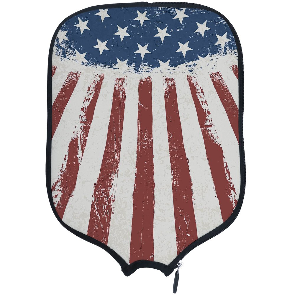 DUNHUANG American Flag Padded Pickleballs Protection Paddles Cover Personalized Cover Paddles Case Rackets Cover Holder Sleeve Case Protector, Fits Most Paddles, Rackets,026