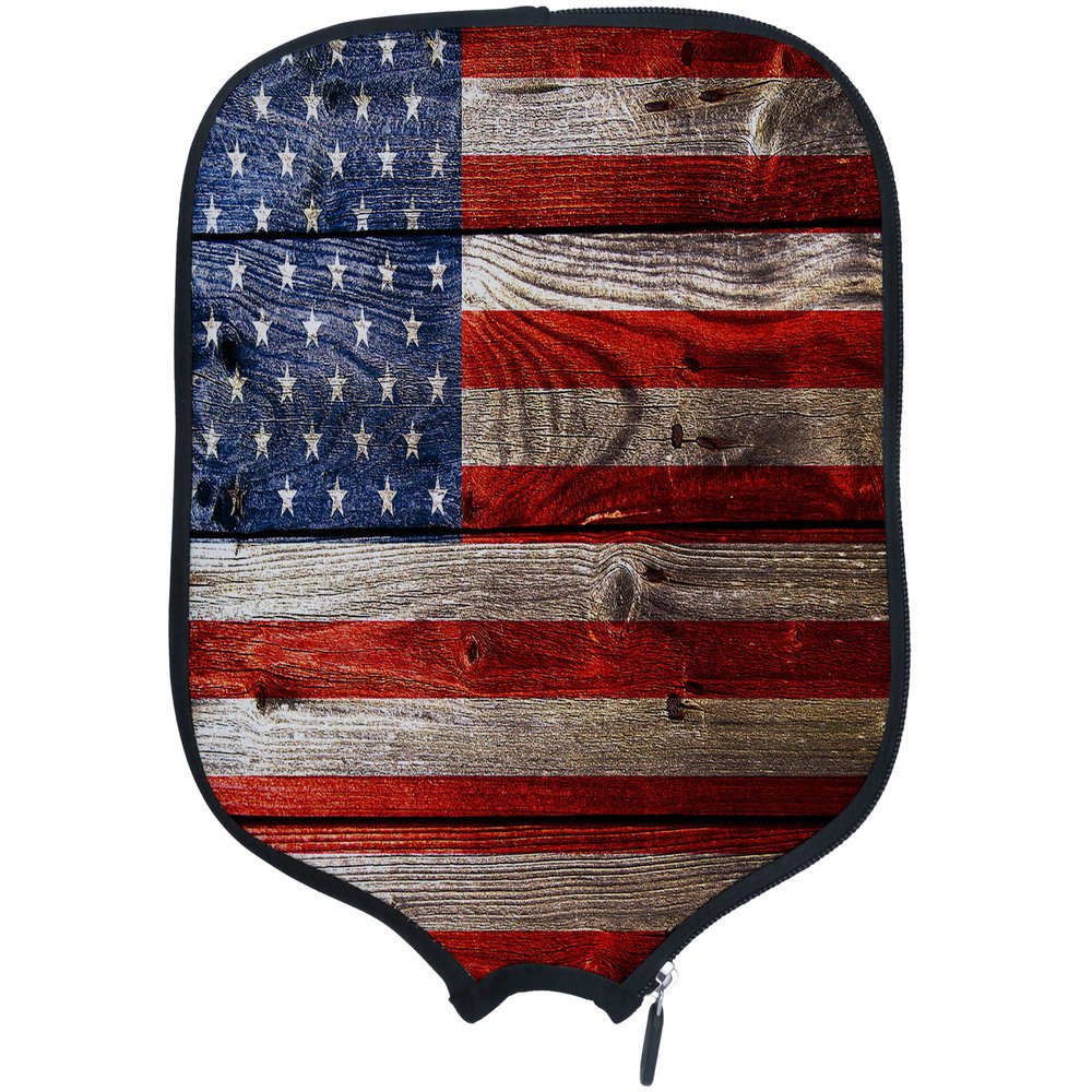 DUNHUANG American Flag Padded Pickleballs Protection Paddles Cover Personalized Cover Paddles Case Rackets Cover Holder Sleeve Case Protector, Fits Most Paddles, Rackets,019