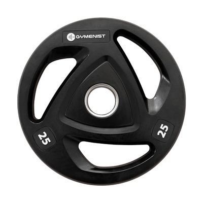 GYMENIST Premium Olympic Rubber Coated Metal Weight Plates for Men and Women  Durable Non Slip Grip and Long-Lasting Weights Plate Gym Sets for Home and Commercial Use (25 Lb - Single, Rubber)