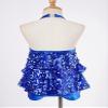 Manyakai Kids Girls Shiny Sequins Dance Costumes Sparkly Halter Ballet Gymnastic Leotard Ballroom Dancewear Royal Blue 14 Years view 4