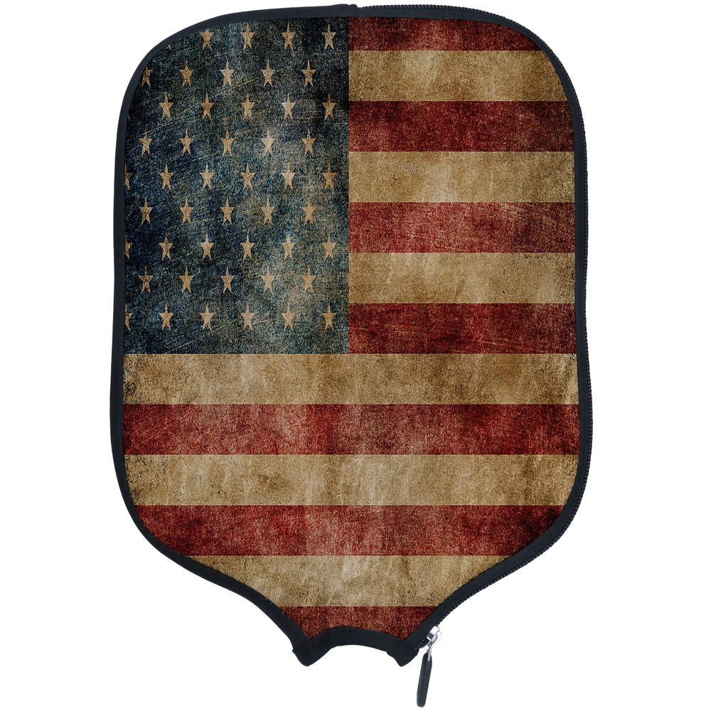 DUNHUANG American Flag Padded Pickleballs Protection Paddles Cover Personalized Cover Paddles Case Rackets Cover Holder Sleeve Case Protector, Fits Most Paddles, Rackets,004