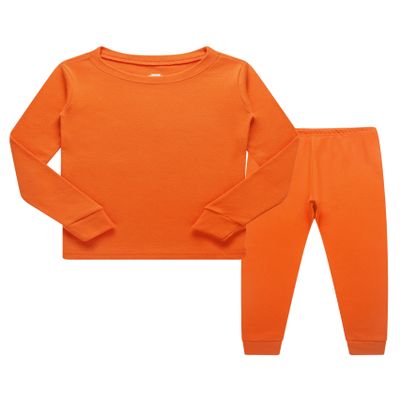Family Feeling Little Girls Boys Long Sleeve Orange Pajamas Sets Cotton jammies Toddler Kids Pjs Size 3T