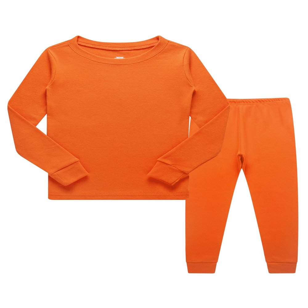 Family Feeling Little Girls Boys Long Sleeve Orange Pajamas Sets Cotton jammies Toddler Kids Pjs Size 3T