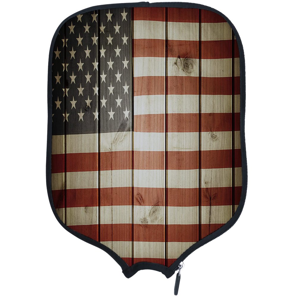 DUNHUANG American Flag Padded Pickleballs Protection Paddles Cover Personalized Cover Paddles Case Rackets Cover Holder Sleeve Case Protector, Fits Most Paddles, Rackets,043