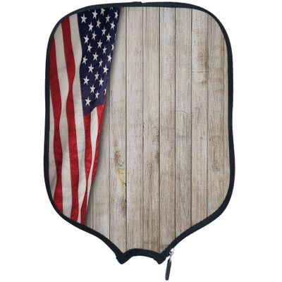 DUNHUANG American Flag Padded Pickleballs Protection Paddles Cover Personalized Cover Paddles Case Rackets Cover Holder Sleeve Case Protector, Fits Most Paddles, Rackets,040