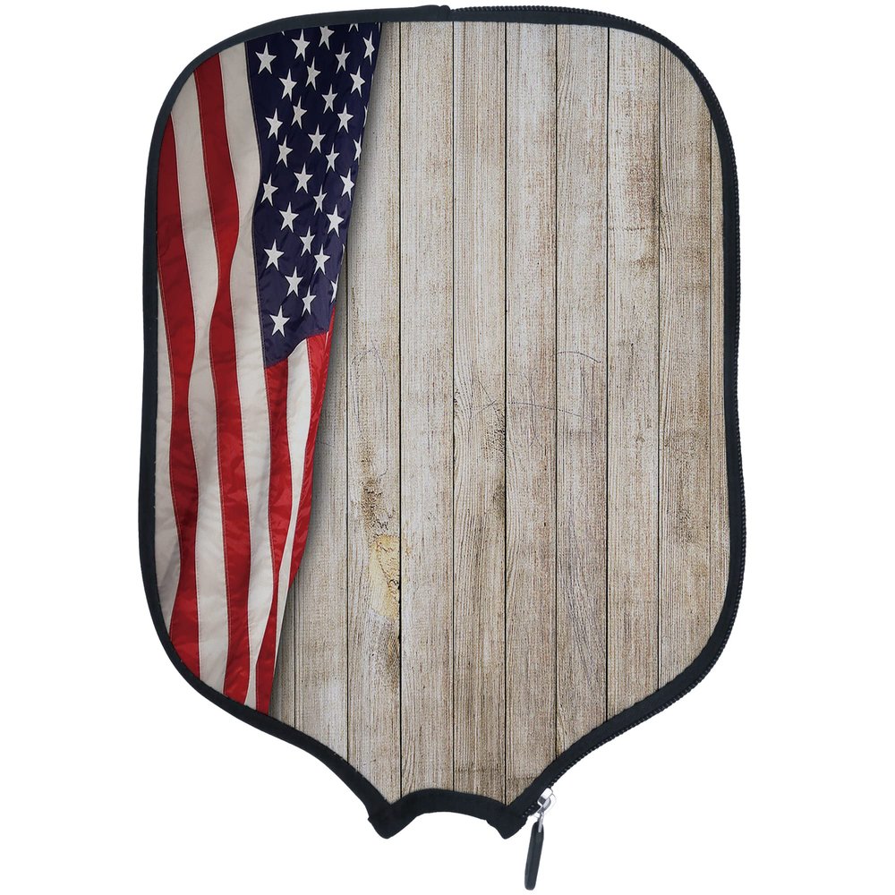 DUNHUANG American Flag Padded Pickleballs Protection Paddles Cover Personalized Cover Paddles Case Rackets Cover Holder Sleeve Case Protector, Fits Most Paddles, Rackets,040