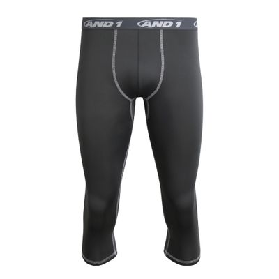 AND1 Mens Baselayer Pants - Athletic Compression Tights for Men, Performance Base Layer Pants for Gym, Sports & Running, Size Medium, Grey/Crop