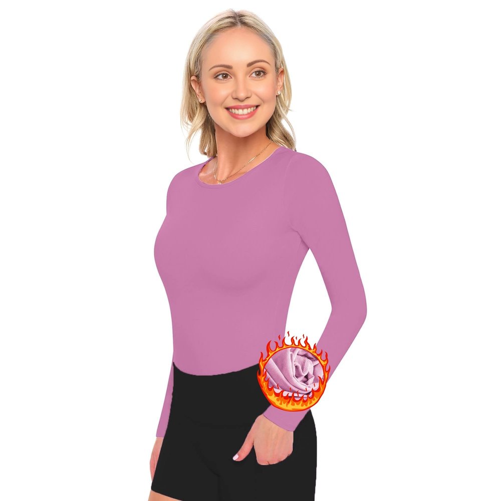 ACTIVE UNIFORMS Women's Under Scrub Tee Crew Neck Long Sleeve T-Shirt (Pink, XX-Small)