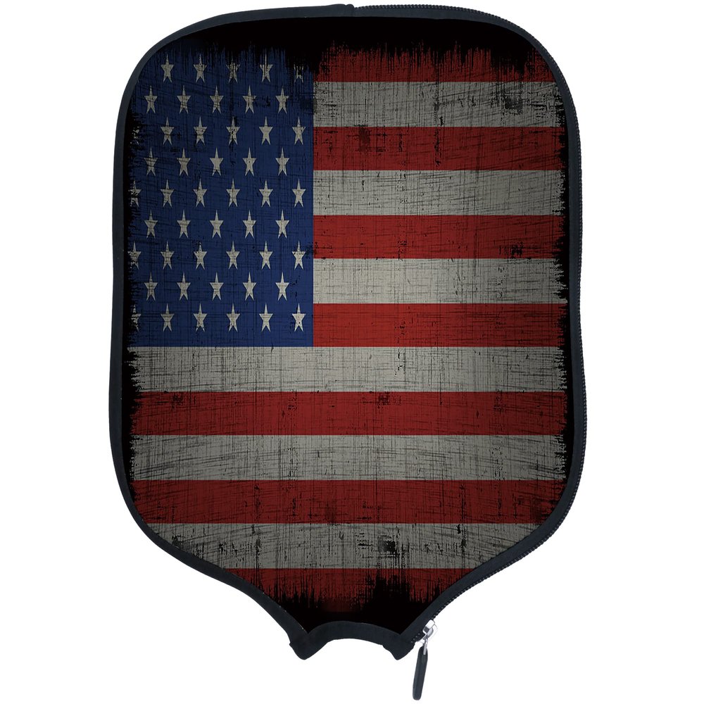 DUNHUANG American Flag Padded Pickleballs Protection Paddles Cover Personalized Cover Paddles Case Rackets Cover Holder Sleeve Case Protector, Fits Most Paddles, Rackets,002