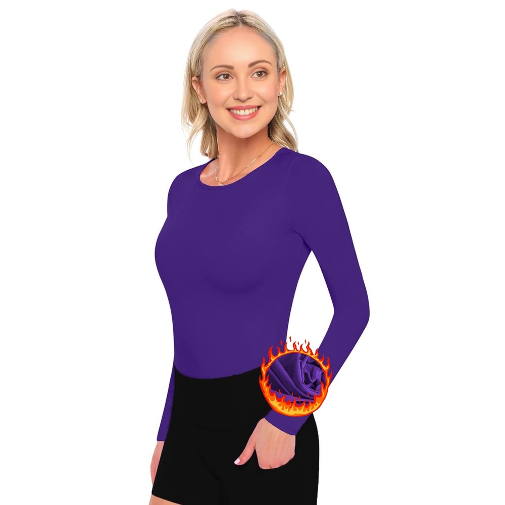 ACTIVE UNIFORMS Women's Under Scrub Tee Crew Neck Long Sleeve T-Shirt (Purple, 4X-Large)