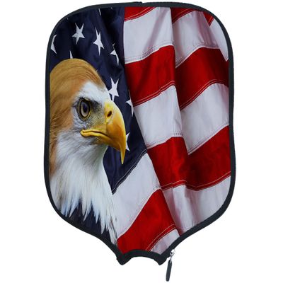 DUNHUANG American Flag Padded Pickleballs Protection Paddles Cover Personalized Cover Paddles Case Rackets Cover Holder Sleeve Case Protector, Fits Most Paddles, Rackets,062