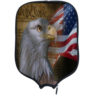 DUNHUANG American Flag Padded Pickleballs Protection Paddles Cover Personalized Cover Paddles Case Rackets Cover Holder Sleeve Case Protector, Fits Most Paddles, Rackets,045