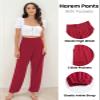 QIANXIZHAN Women's Harem Pants, High Waist Yoga Boho Trousers with Pockets Wine Red M view 4