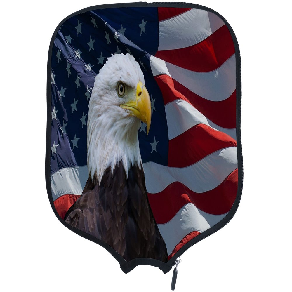 DUNHUANG American Flag Padded Pickleballs Protection Paddles Cover Personalized Cover Paddles Case Rackets Cover Holder Sleeve Case Protector, Fits Most Paddles, Rackets,049