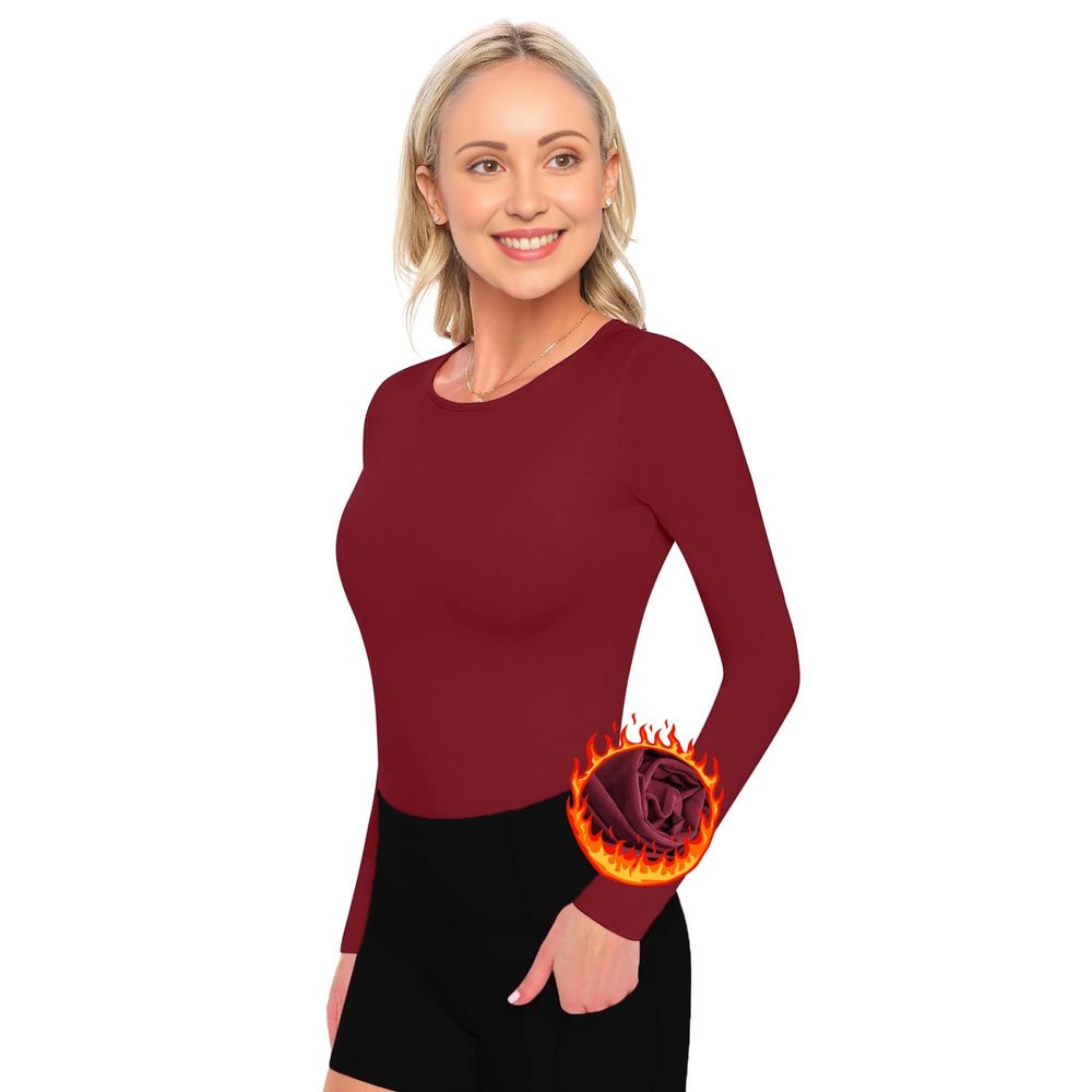 ACTIVE UNIFORMS Women's Under Scrub Tee Crew Neck Long Sleeve T-Shirt (Burgundy, Large)