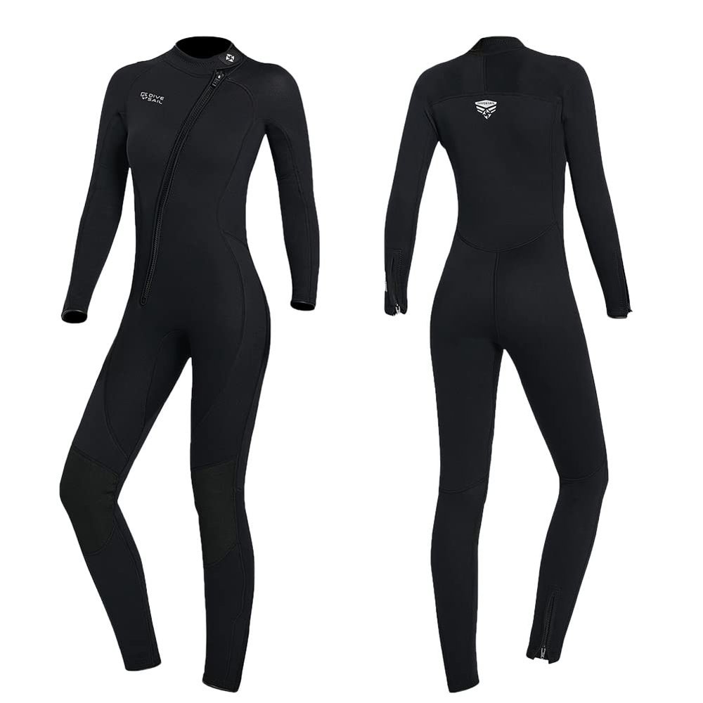 Wet Suits for Women Men Full Body 3MM Neoprene Wetsuit Diving Suit in Cold Water, Long Sleeves Front Zip Scuba Wetsuits One Piece Thermal Swimsuit for Surfing Snorkeling (3MM Women Black, X-Large)