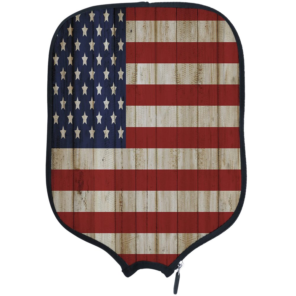 DUNHUANG American Flag Padded Pickleballs Protection Paddles Cover Personalized Cover Paddles Case Rackets Cover Holder Sleeve Case Protector, Fits Most Paddles, Rackets,128