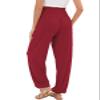 QIANXIZHAN Women's Harem Pants, High Waist Yoga Boho Trousers with Pockets Wine Red 2XL view 2