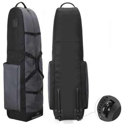 TurnWay Foldable Padded Golf Travel Bag, Heavy Duty 900D Polyester Golf Club Bag Waterproof Cart Bag with Wheels, Soft-Sided Spacial Size for Golf Gear Transportation (Gray)